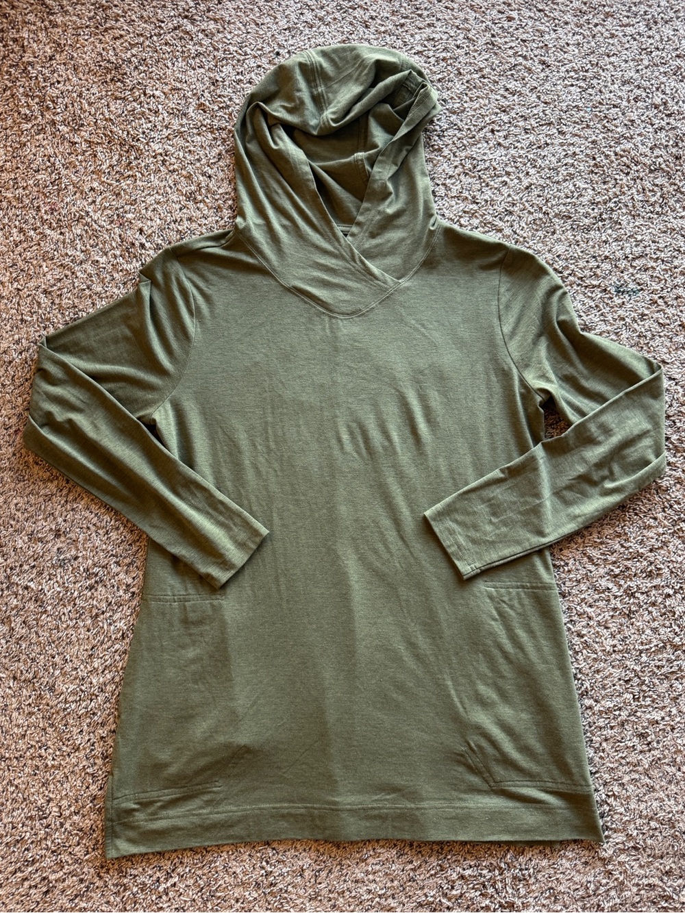 Duluth Trading Company Dry & Mighty Olive Green Hike Hoodie Tunic Women's Medium